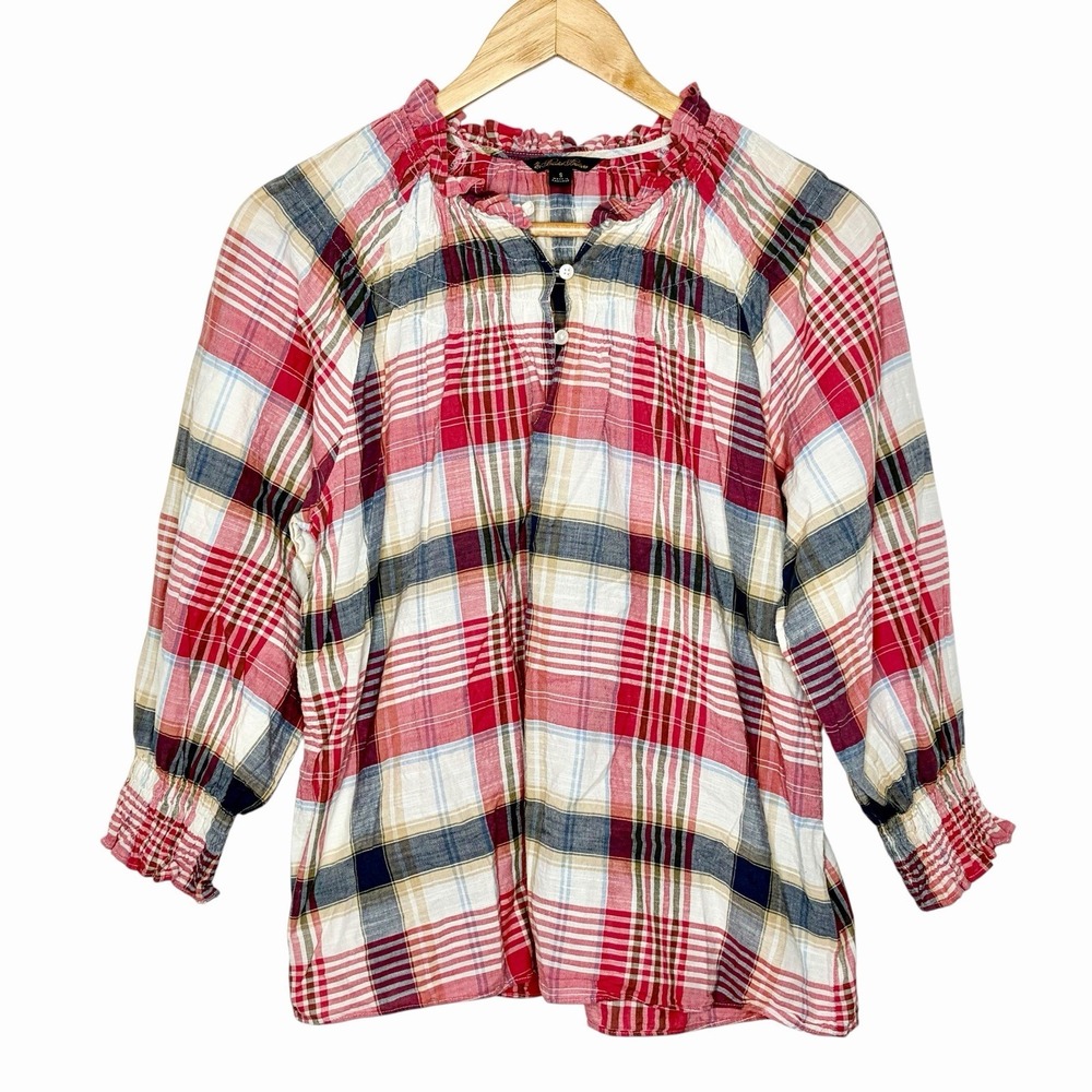Brooks Brothers Plaid Top Womens Size Small Heritage Preppy Nautical Fisherman